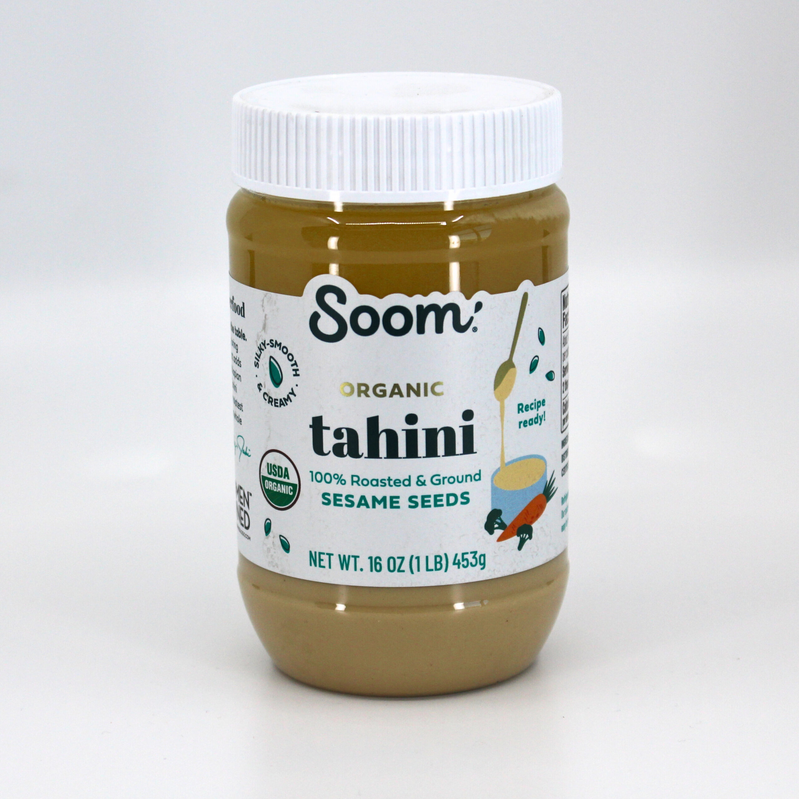 Soom Foods Single Source Pure Ground Sesame Tahini Paste, Case of Twelve 16  Oz Plastic Jars